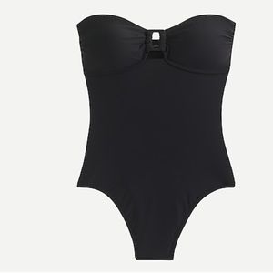 NWOT J. Crew Square Ring One Piece Black Swimsuit Size 6